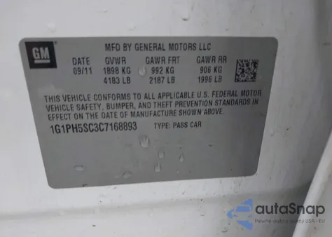 2012 Chevrolet Cruze Ltz from USA, damaged, VIN 1G1PH5SC3C7168893